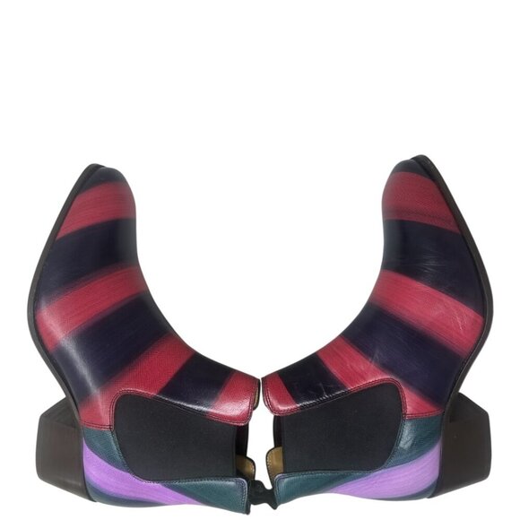 Rare John Fluevog Cairo 2.0 Striped Chelsea Ankle Boots Size 8 Boho Art to Wear - Picture 6 of 12